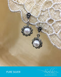ASDR-1623 - Silver & Cream Pure Anitque Silver Earrings