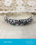 ASDR-2630 - Silver & Multi Pure Anitque Silver Bangle