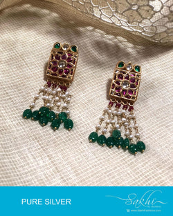 ASDR-2035 - Gold & Multi Pure Silver Earrings
