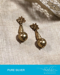 ASDR-2042 - Gold & Silver Pure Silver Earrings
