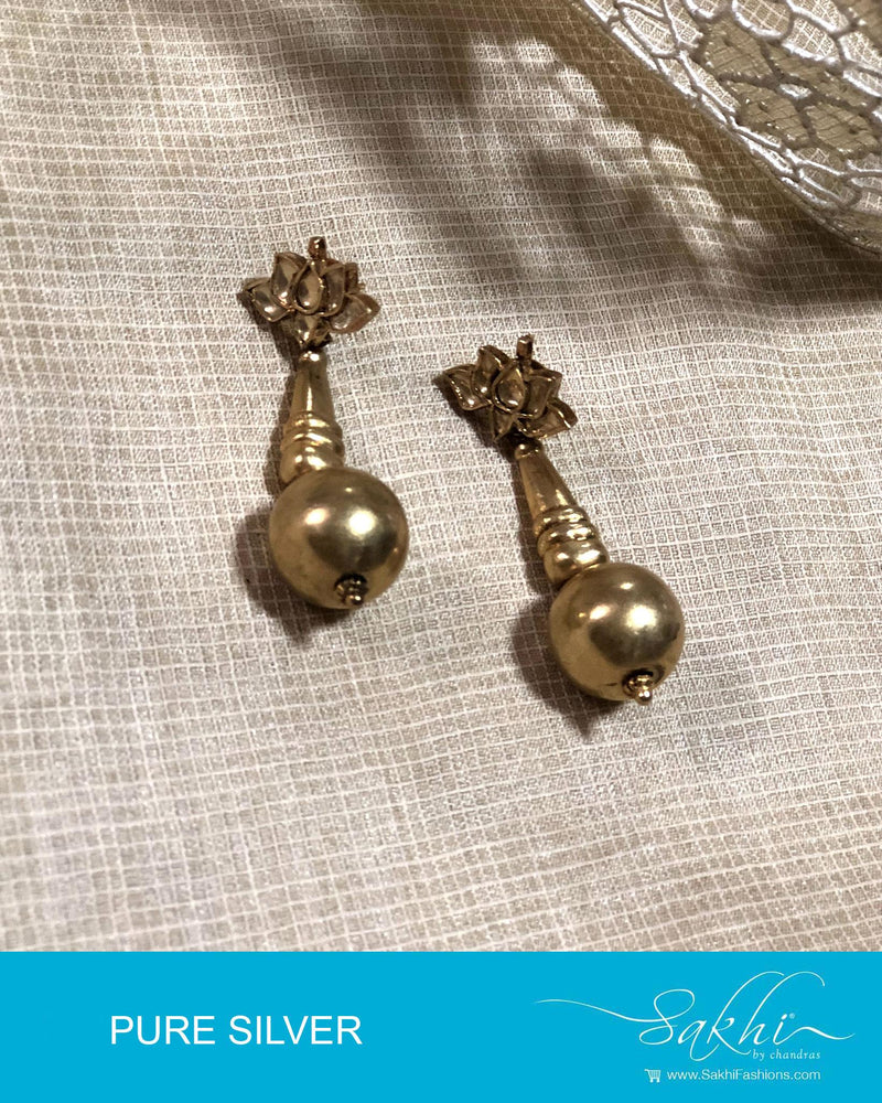 ASDR-2042 - Gold & Silver Pure Silver Earrings