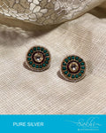 ASDR-2046 - Gold & Cream Pure Silver Earrings
