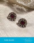 ASDR-2047 - Gold & Cream Pure Silver Earrings