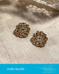 ASDR-2049 - Gold & Cream Pure Silver Earrings