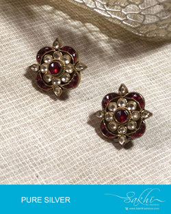 ASDR-2050 - Gold & Multi Pure Silver Earrings