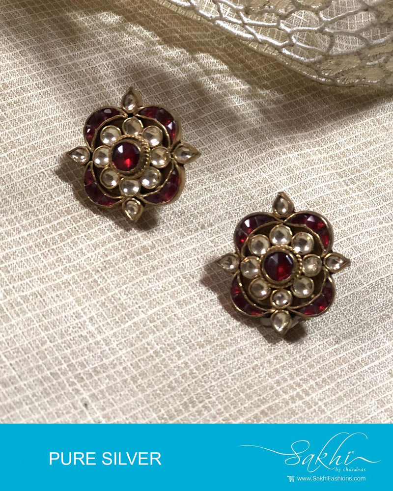 ASDR-2050 - Gold & Multi Pure Silver Earrings
