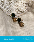 ASDR-2056 - Gold & Green Pure Silver Earrings
