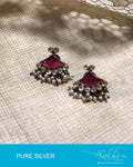 ASDR-2057 - Gold & Pink Pure Silver Earrings