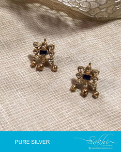 ASDR-2064 - Gold & Blue Pure Silver Earrings