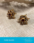 ASDR-2065 - Gold & Cream Pure Silver Earrings