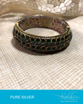 ASDR-2068 - Gold & Green Pure Silver Bangle