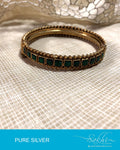 ASDR-2071 - Gold & Green Pure Silver Bangle