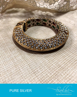 ASDR-2078 - Gold & Cream Pure Silver Bangle