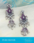 ASDR-22096 - Silver  & Gold Pure Silver  Earring