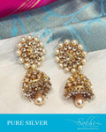 ASDR-22119 - Silver  & Gold Pure Silver  Earring