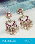 ASDR-22127 - Silver  & Gold Pure Silver  Earring