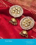ASDR-22135 - Silver  & Gold Pure Silver  Earring