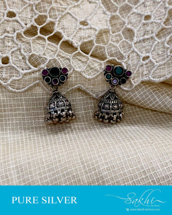 ASDR-23282 - Silver &  Pure Silver Earring
