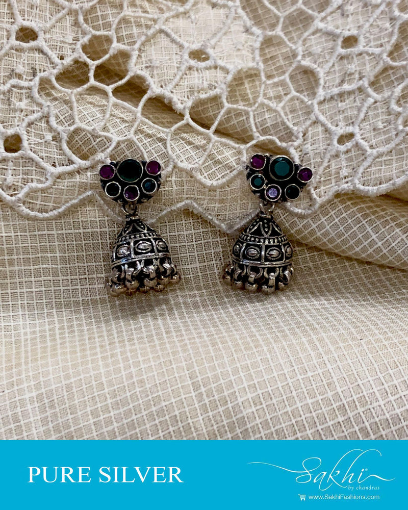 ASDR-23282 - Silver &  Pure Silver Earring