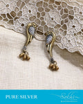 ASDR-23285 - Silver & Gold Pure Silver Earring