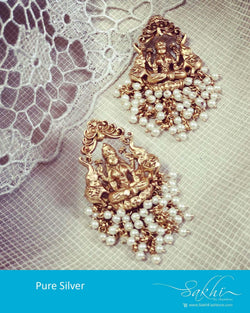 AJDR-24587 - Gold Pure Silver Earring