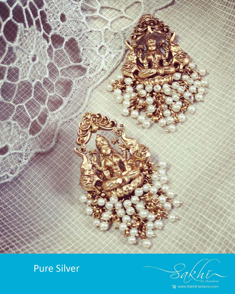 AJDR-24587 - Gold Pure Silver Earring