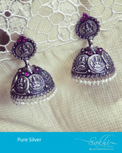 ASDR-24590 - Silver & Pure Silver Earring