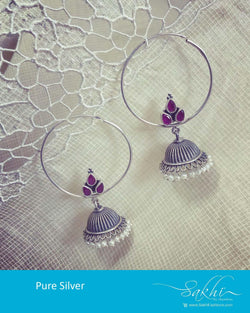 ASDR-24591 - Silver &  Pure Silver Earring