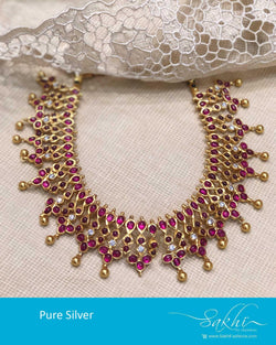 ASDR-25740 -  Pink &  Pure Silver  Necklace