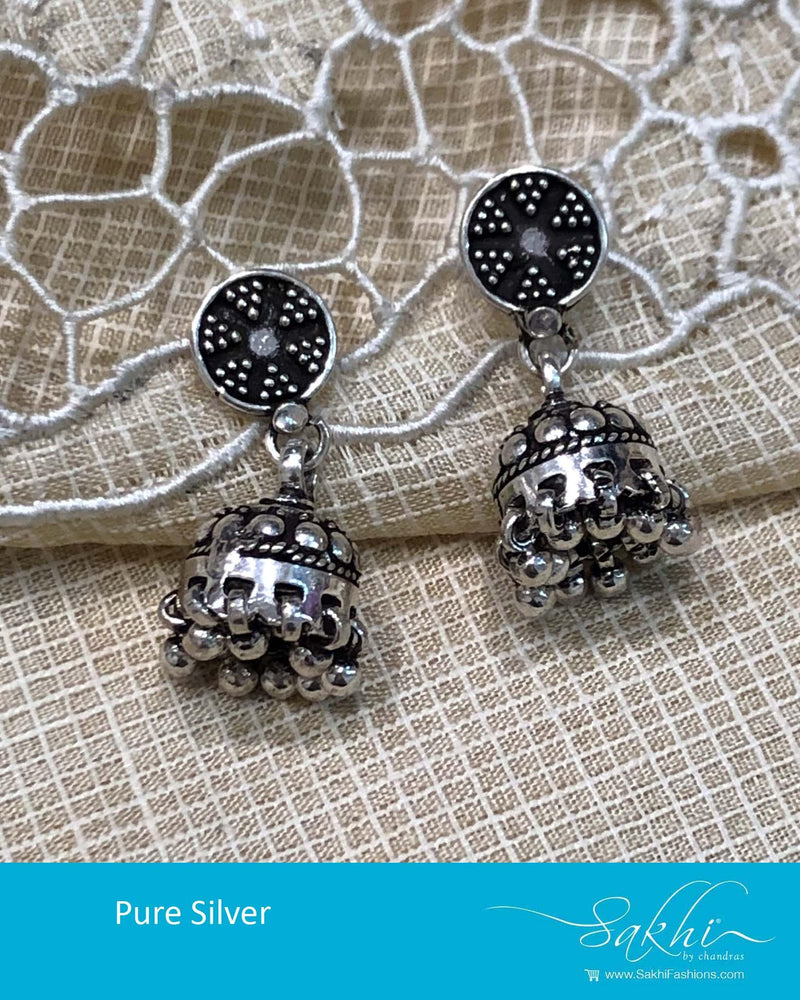ASDR-25754 - Silver &  Pure Silver  Earring