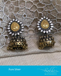 ASDR-25756 - Silver &  Pure Silver  Earring
