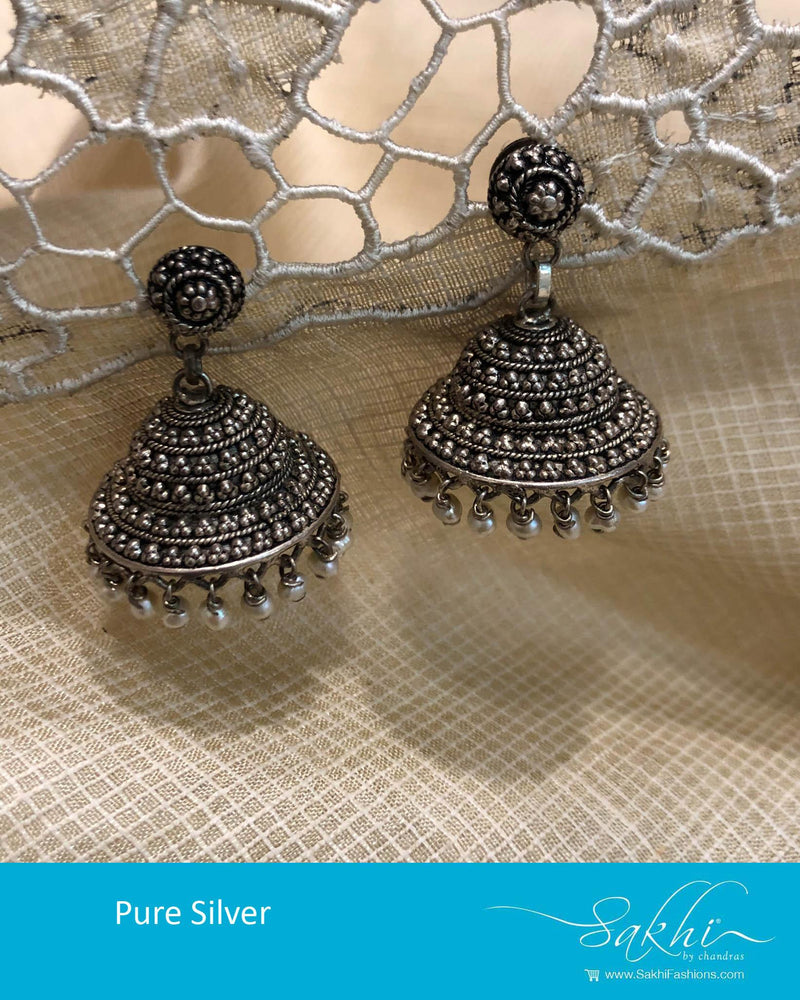 ASDR-25760 - Silver &  Pure Silver  Earring