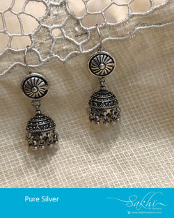 ASDR-25763 - Silver &  Pure Silver  Earring