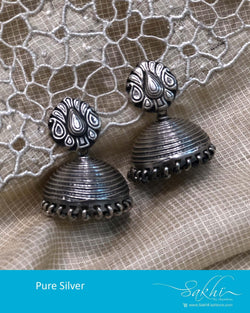 ASDR-25764 - Silver &  Pure Silver  Earring