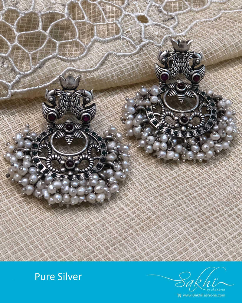ASDR-25766 - Silver &  Pure Silver  Earring