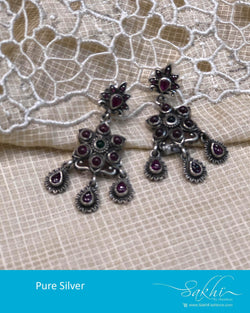 ASDR-25767 - Silver &  Pure Silver  Earring