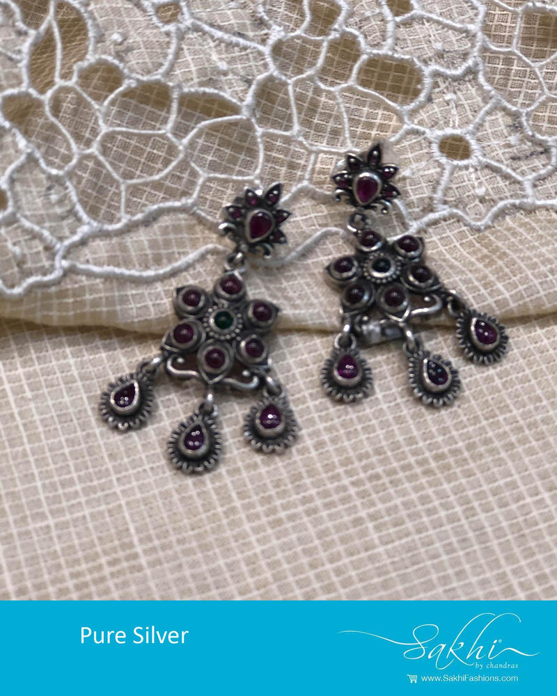 ASDR-25767 - Silver &  Pure Silver  Earring