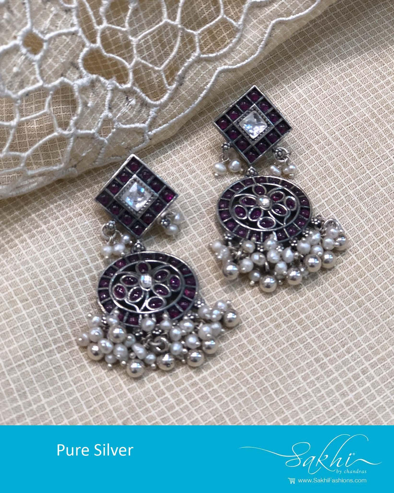 ASDR-25768 - Silver &  Pure Silver  Earring