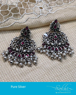 ASDR-25771 - Silver &  Pure Silver  Earring
