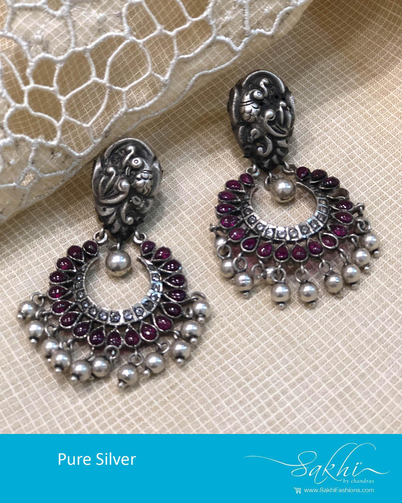 ASDR-25774 - Silver &  Pure Silver  Earring