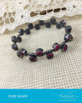 ASDR-2634 - Silver & Pink Pure Anitque Silver Bangle
