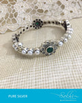 ASDR-2638 - Silver & Multi Pure Anitque Silver Bangle