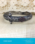 ASDR-2639 - Silver & Pink Pure Anitque Silver Bangle