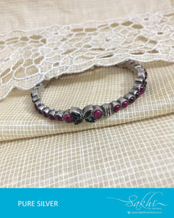 ASDR-2641 - Silver & Multi Pure Anitque Silver Bangle