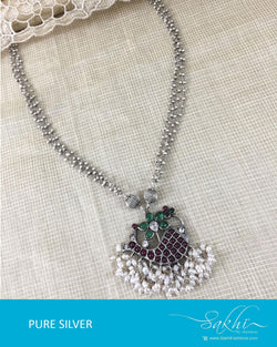 ASDR-2651 - Silver & Multi Pure Anitque Silver Mala