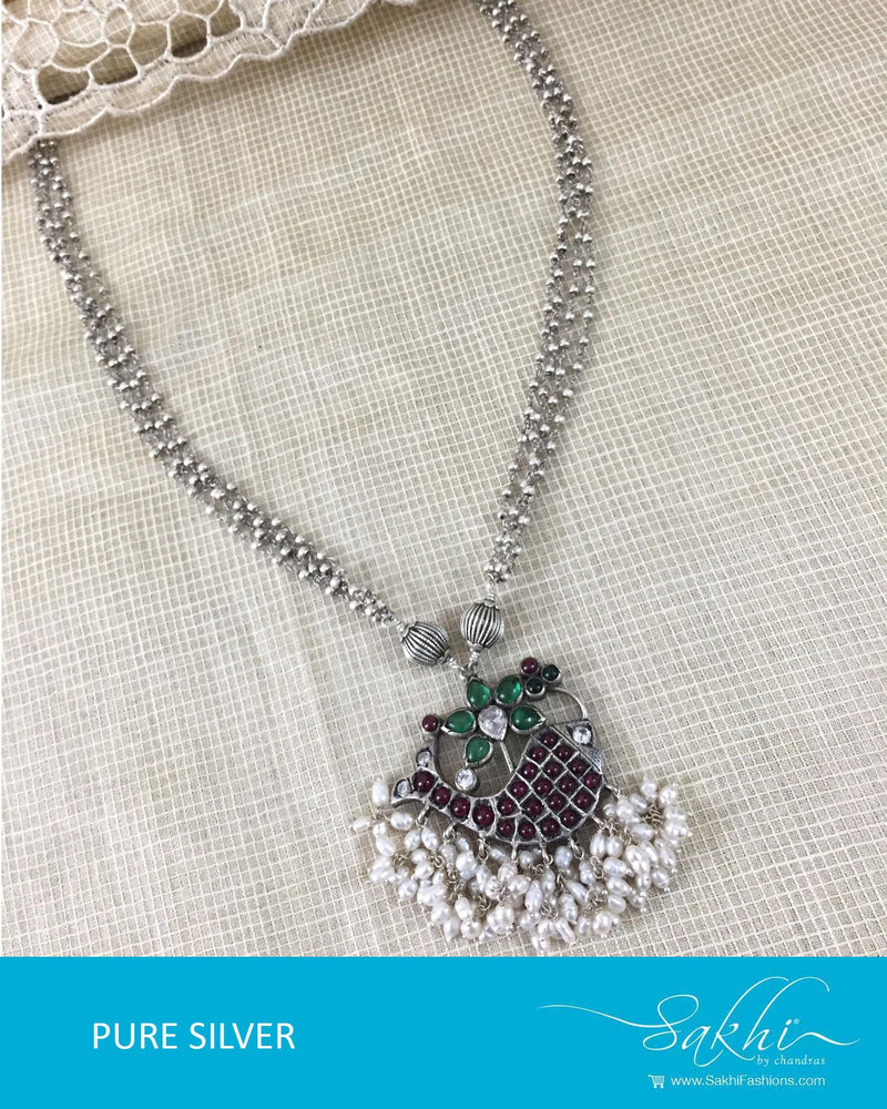 ASDR-2651 - Silver & Multi Pure Anitque Silver Mala