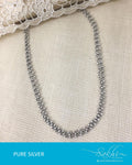 ASDR-2660 - Silver & Cream Pure Antique Silver Mala