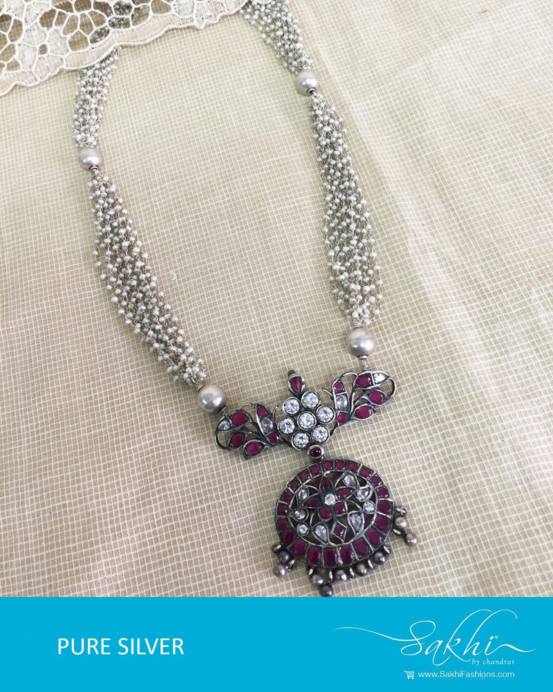 ASDR-3078 - Silver & Pink Pure Silver Mala