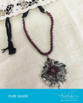 ASDR-3080 - Silver & Black Pure Silver Mala