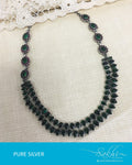 ASDR-3094 - Silver & Green Pure Silver Mala
